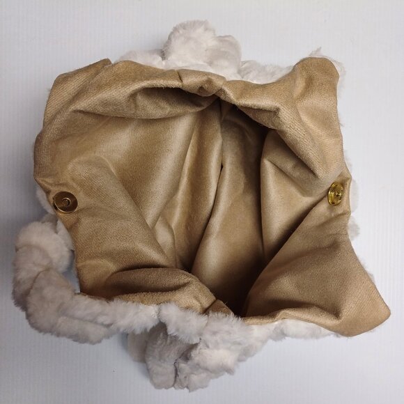 NWT Hobo Handbag Purse Shoulder Bag Faux Fur Fuzzy Soft Plush Handheld WHITE - Picture 3 of 8